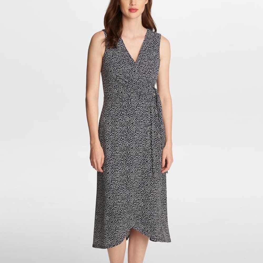 NEW  MIDI TIE WAIST WRAP DRESS